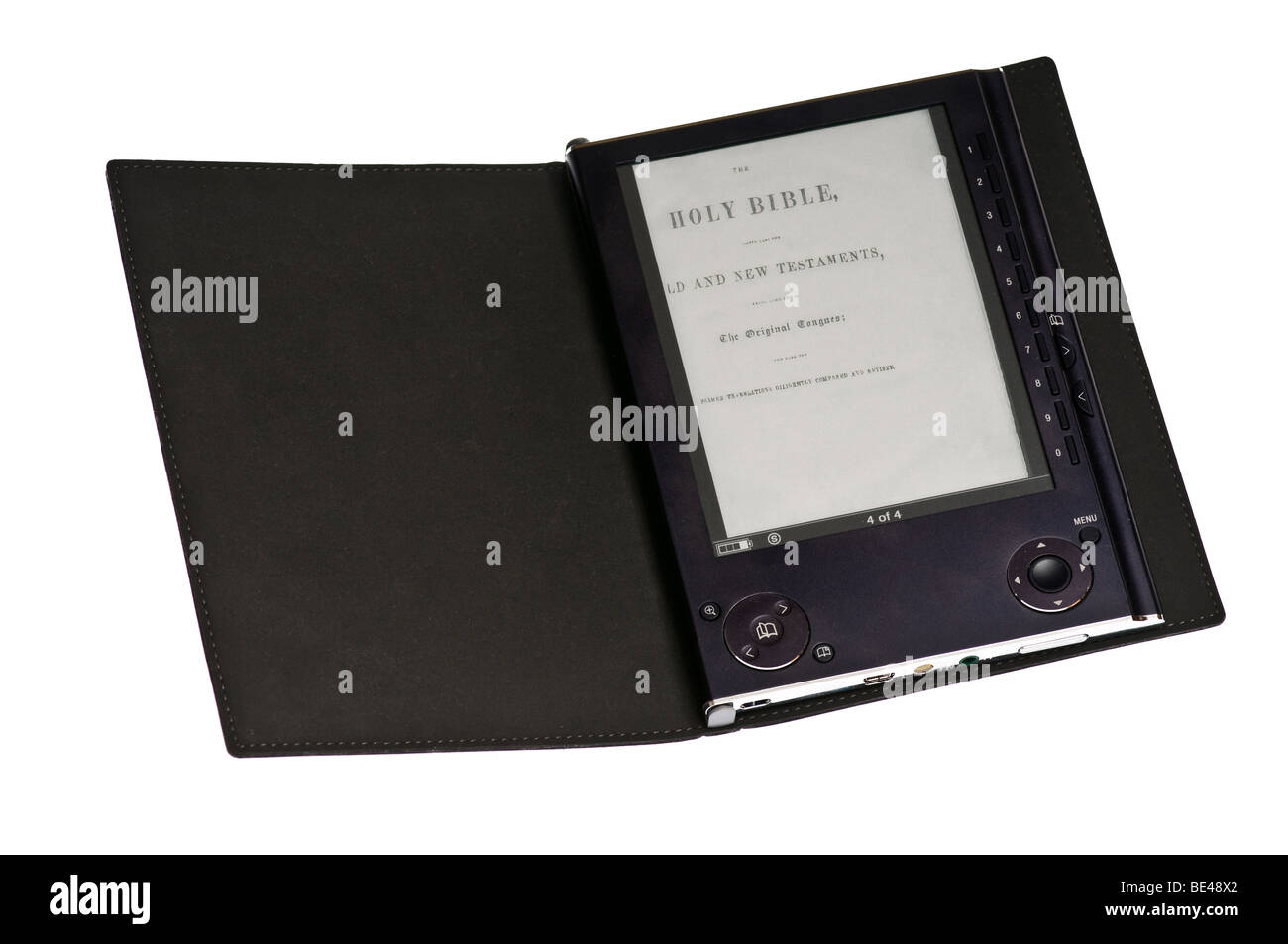 Portable Book-Reader (Ebook) isoliert auf weiss Stockfoto