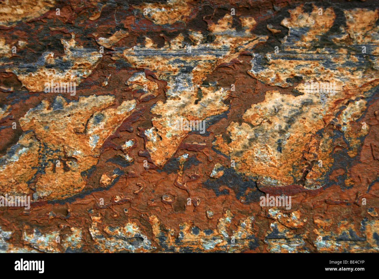 Rost farbige Muster auf der metamorphen Felsen Schiefer. Genommen In Soweto, Johannesburg, Südafrika Stockfoto