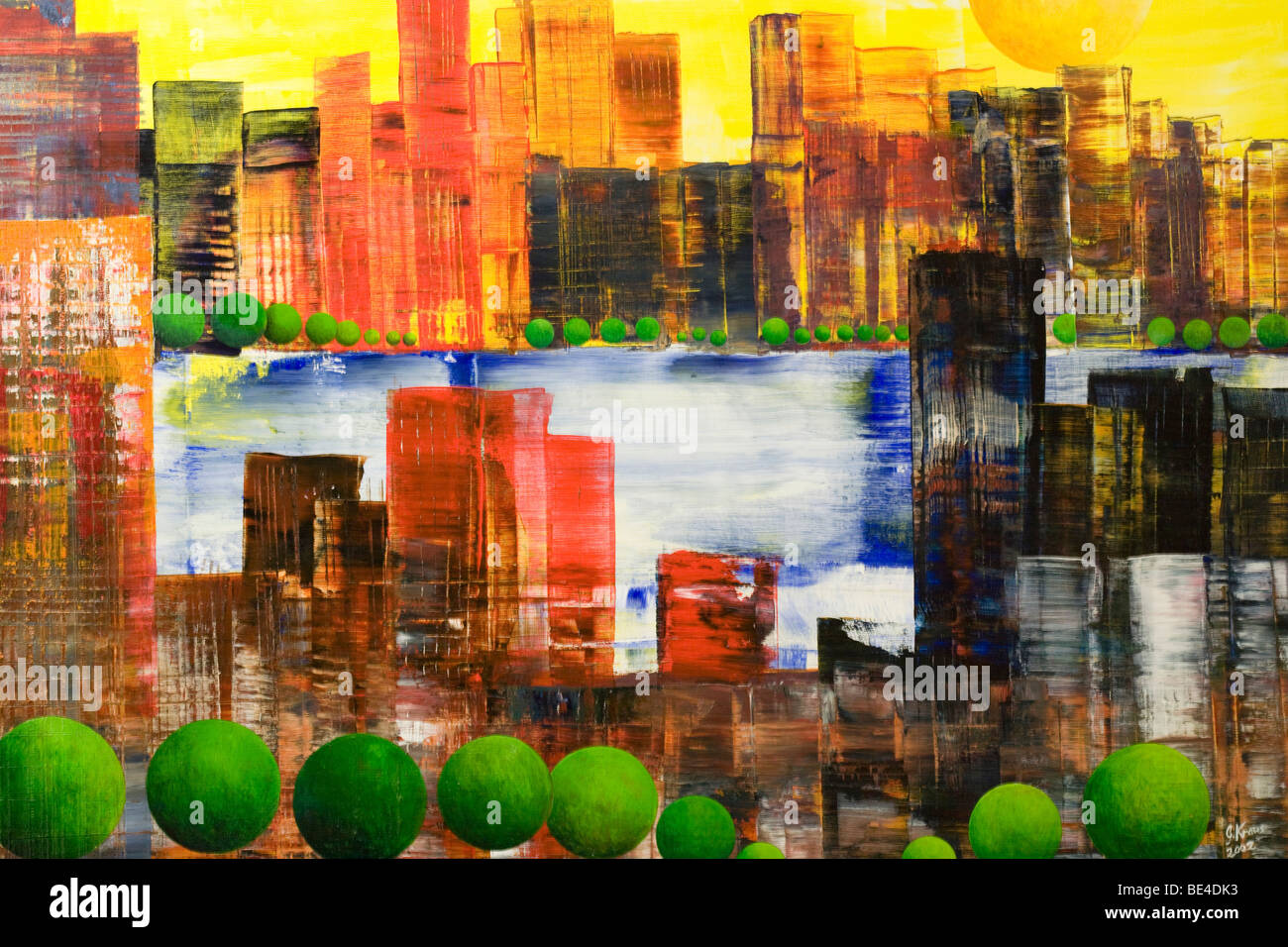 New York, East River, Acrylmalerei, Künstler Gerhard Kraus, Kriftel, Deutschland Stockfoto