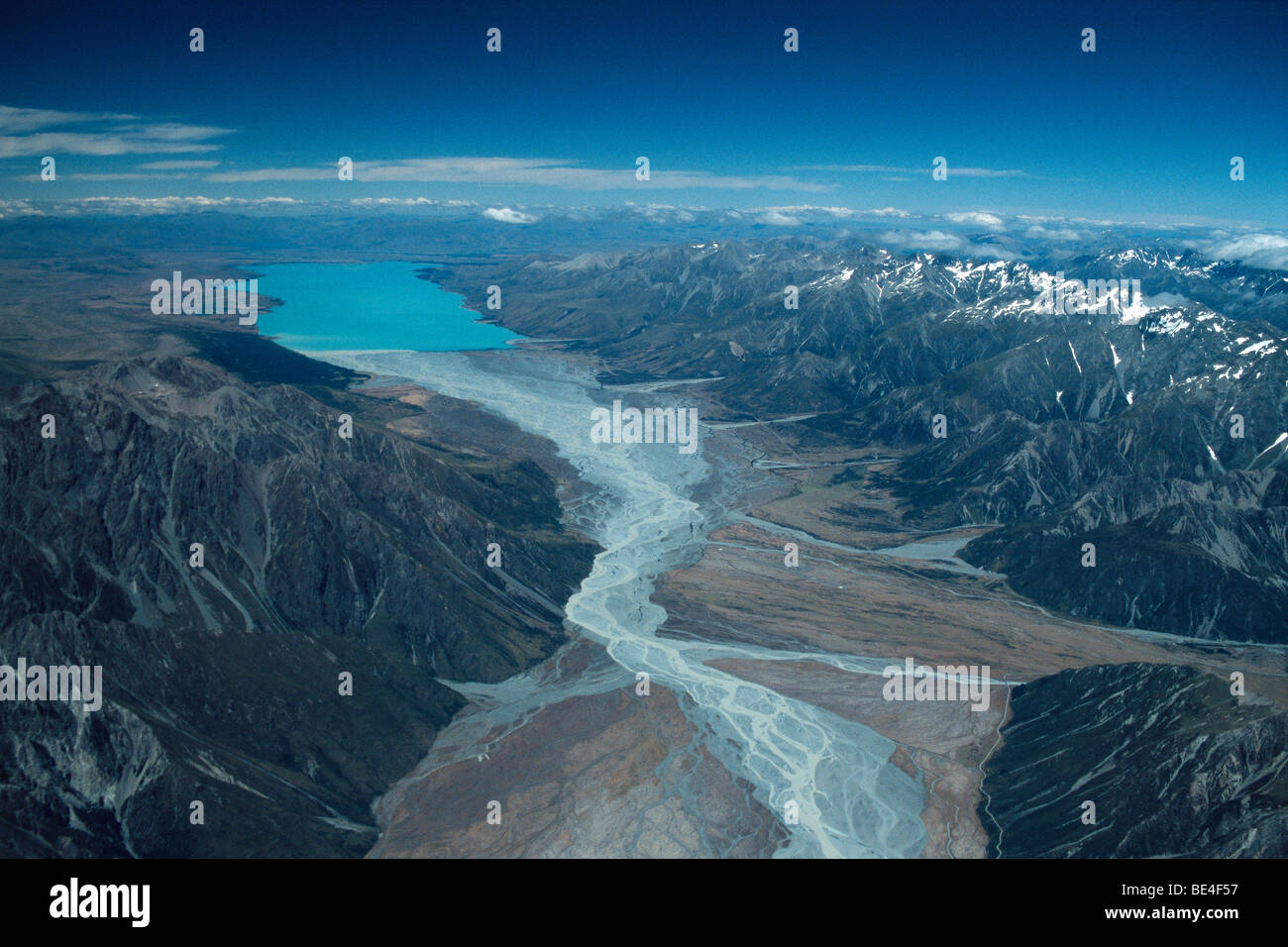 Neuseeland - Südinsel - Aorangi - Lake Pukaki - Burnett Berge links - Ben Ohau Reihe rechts Stockfoto