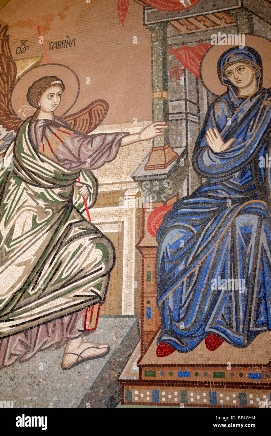 Mosaik Fresko der sitzende Jungfrau Maria empfangen Engel Gabriel Beirut-Libanon Stockfoto
