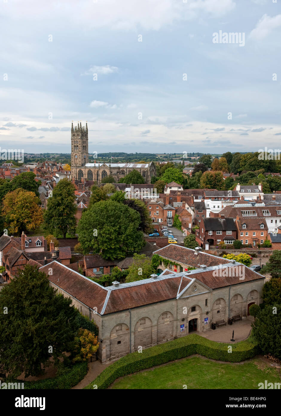 Blick über Warwick aus der höchsten halten von Warwick Castle Stockfoto