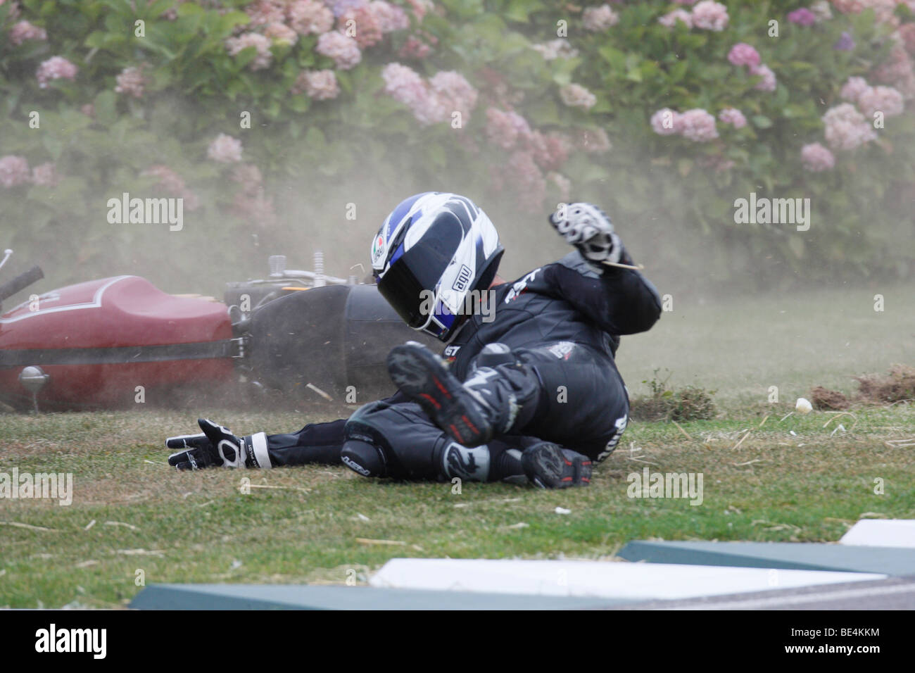 James Whitham Abrutschen seiner Matchless G50 beim Goodwood Revival 2009 Stockfoto