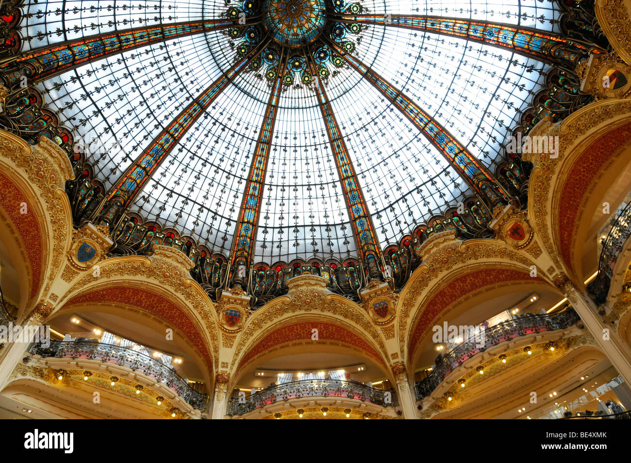 Blick auf die Kuppel, Lafayette Abteilung speichern, Paris, Frankreich, Europa Stockfoto