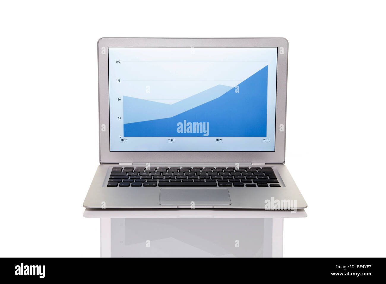 Laptop mit einer Statistik-Grafik Stockfoto