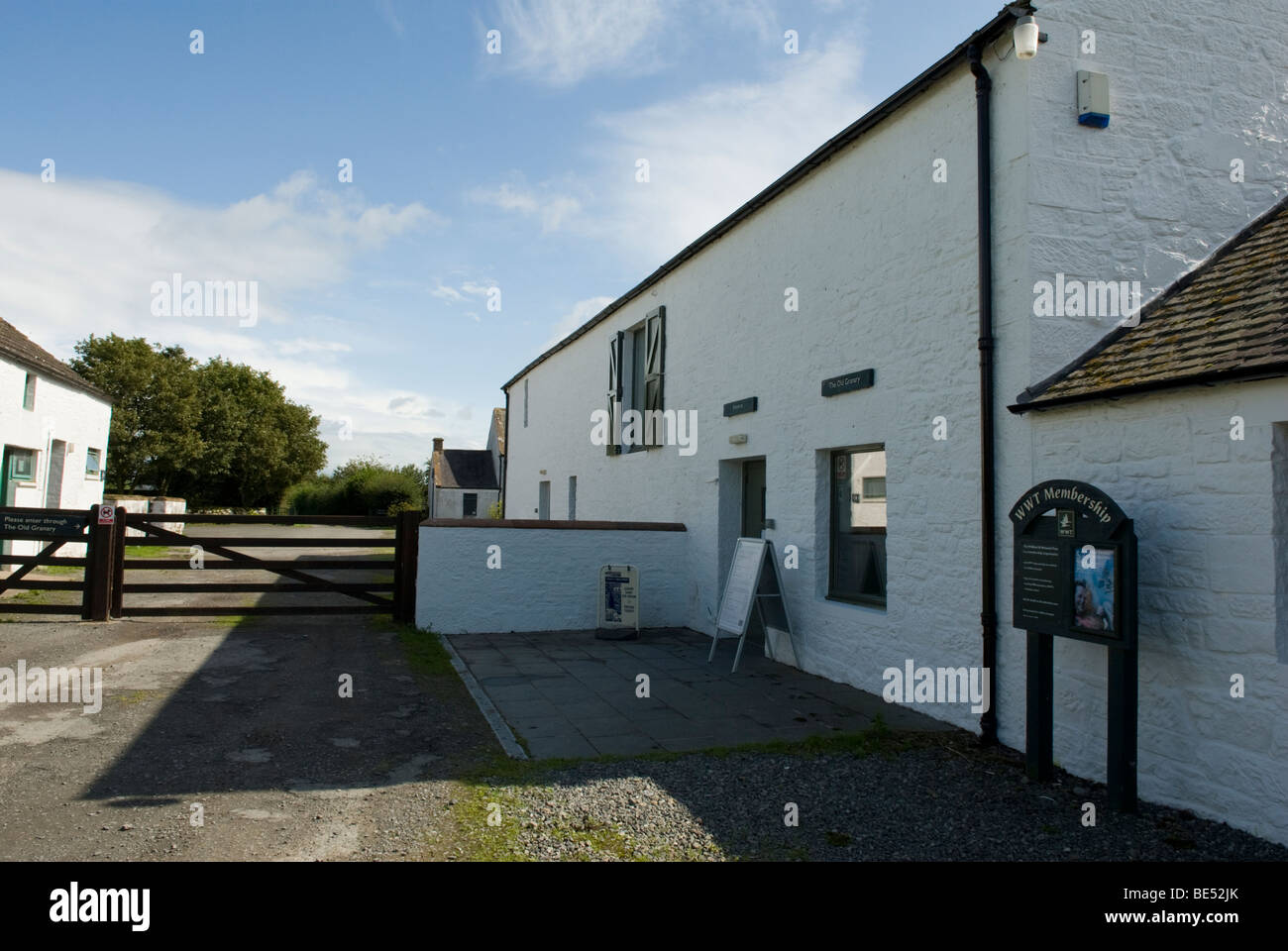 Caerlaverock & Feuchtgebiete Wildfowl Trust Besucherinformation, Dumfriesshire, Schottland. Stockfoto