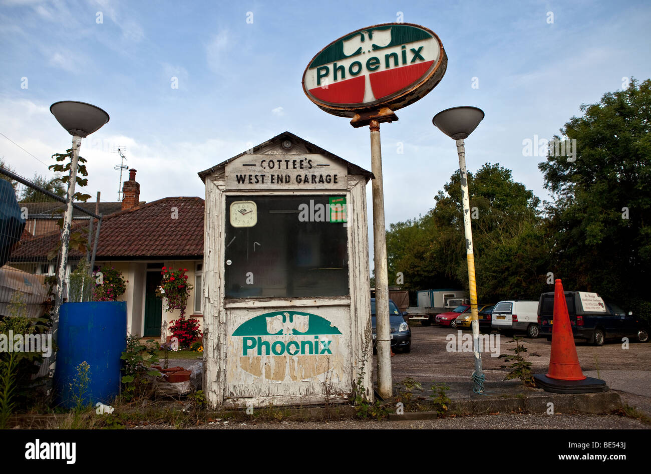 Alte Phoenix Tankstelle, Dedham, Essex, England Stockfoto