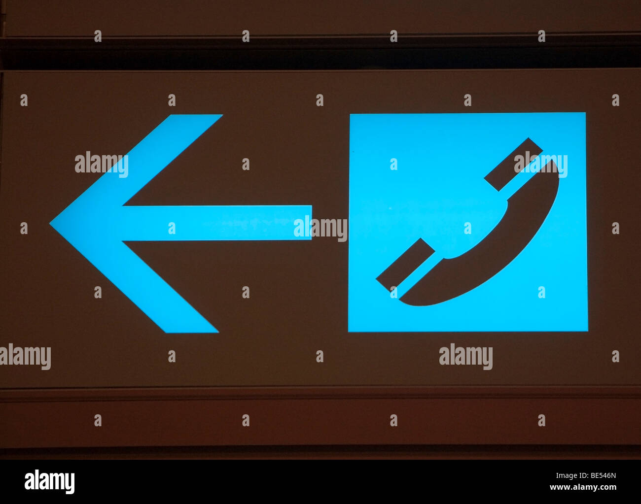 Changi International Airport, Abflughalle, -Schild, Piktogramm, Telefon, Singapur, Südostasien Stockfoto