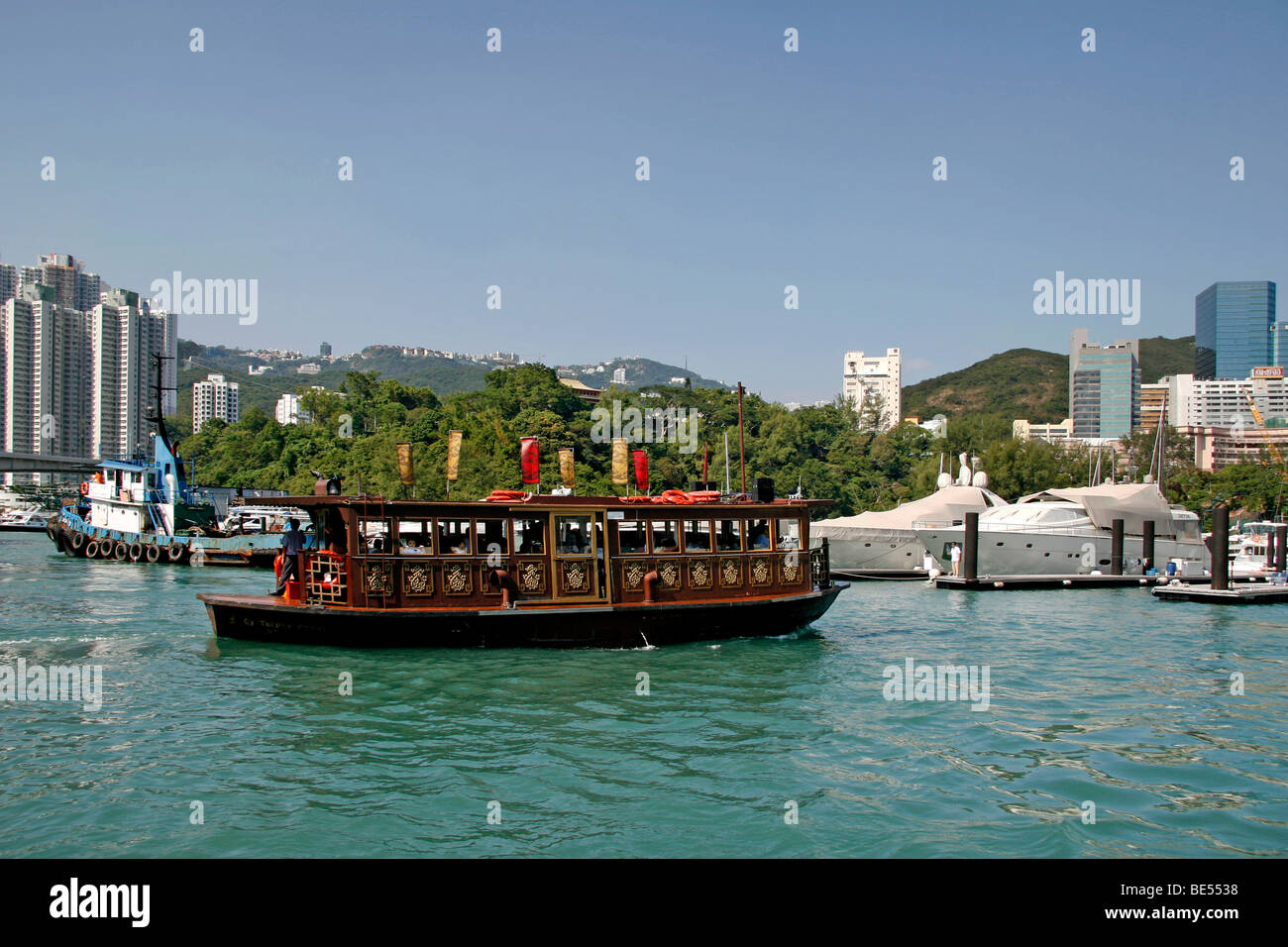 Fähre nach Königreich Jumbo Floating Restaurant, Hong Kong, Hong Kong, China, Asien Stockfoto