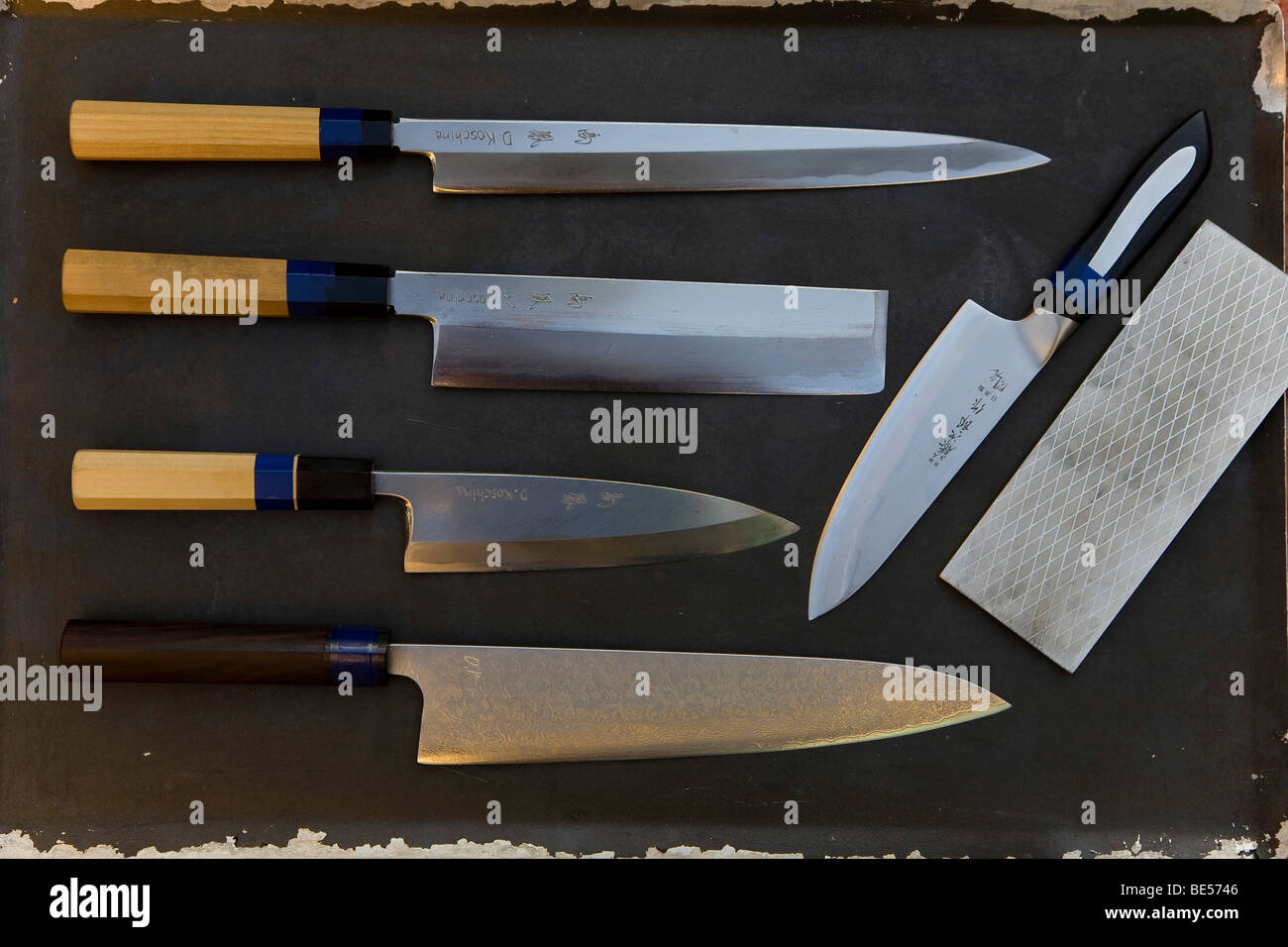 Japanische Küche Messer Zugehörigkeit zu der Sternekoch Dieter Koschina,  zwei Michelin-Sternen Hotel Vila Joya, Praia da Galé, Alb Stockfotografie -  Alamy