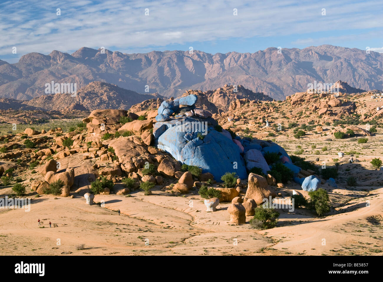 Malte die Felsen in der Wüste, tafraoute, Anti Atlas, Marokko Stockfoto