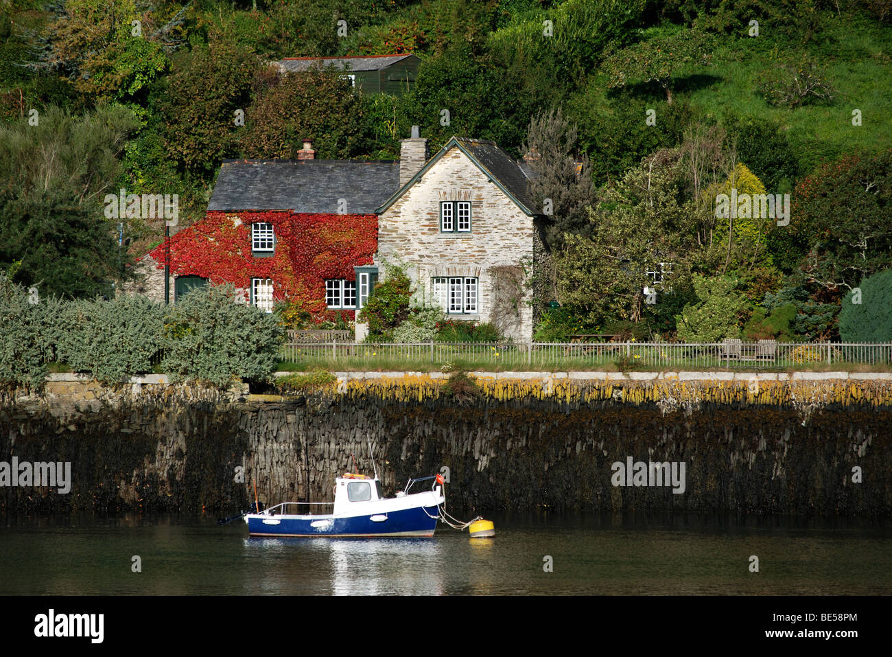 eine friedliche Szene auf dem Fluss Fal in der Nähe von Truro in Cornwall, Großbritannien Stockfoto