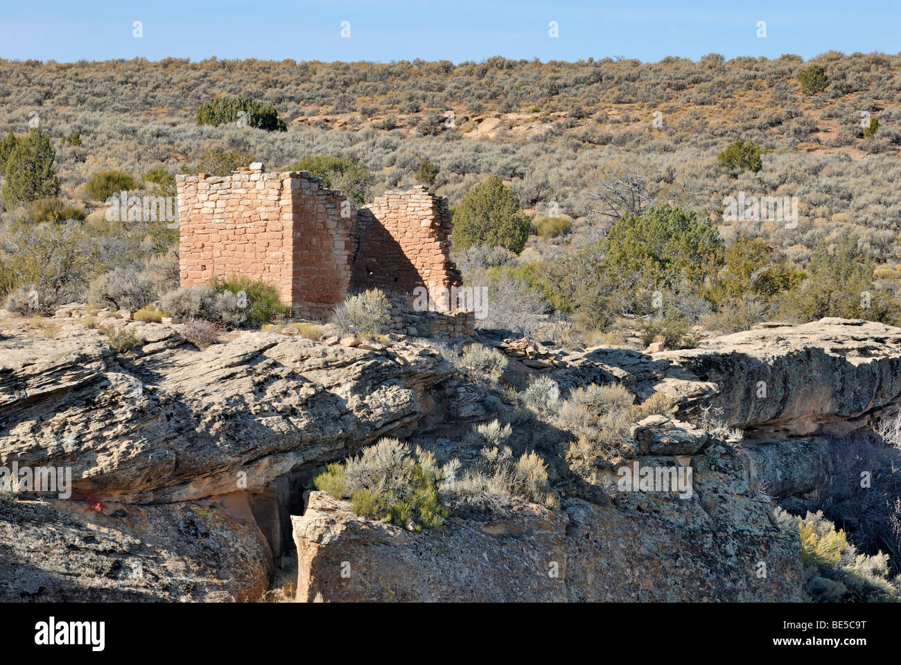 Historischer Bau von Ancestral Pueblo, Rim Rock House, um 1200 n. Chr