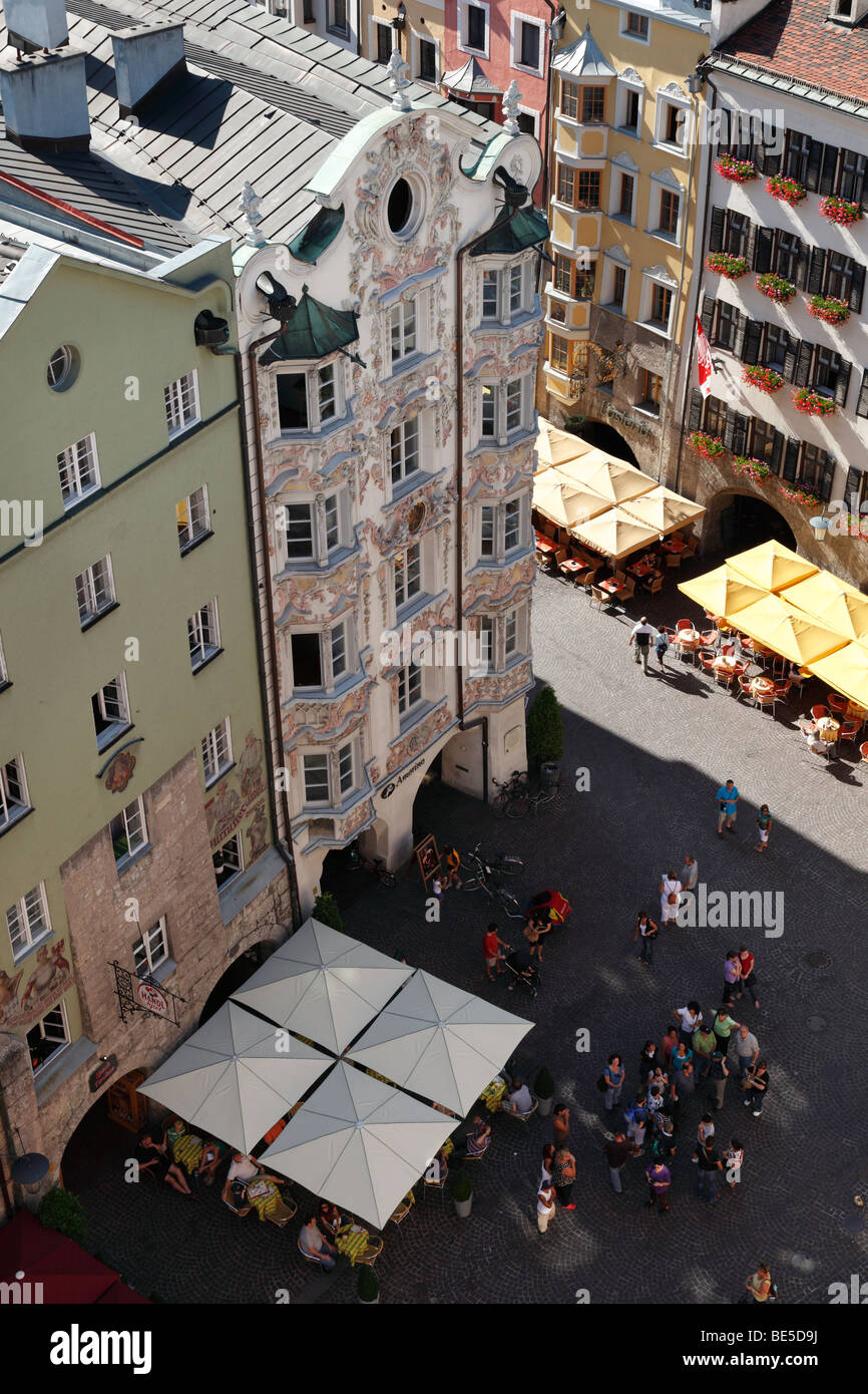 Helblinghaus Gebäude, Blick vom Stadtturm, Altstadt von Innsbruck, Tirol, Österreich, Europa Stockfoto