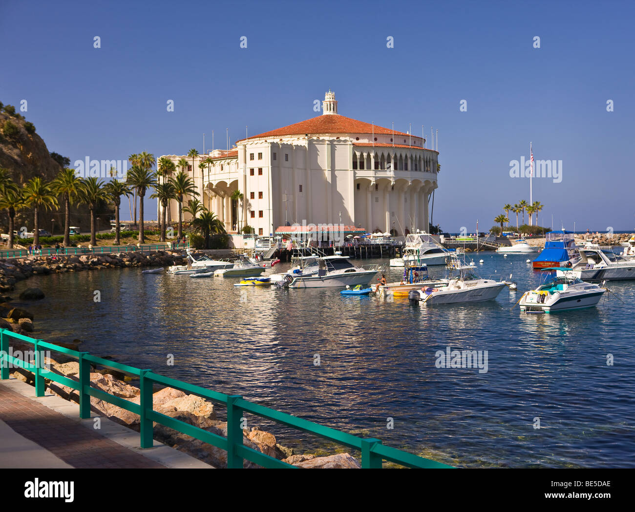 AVALON, Kalifornien, USA - Casino in Avalon Bay Harbour, Santa Catalina Island Stockfoto