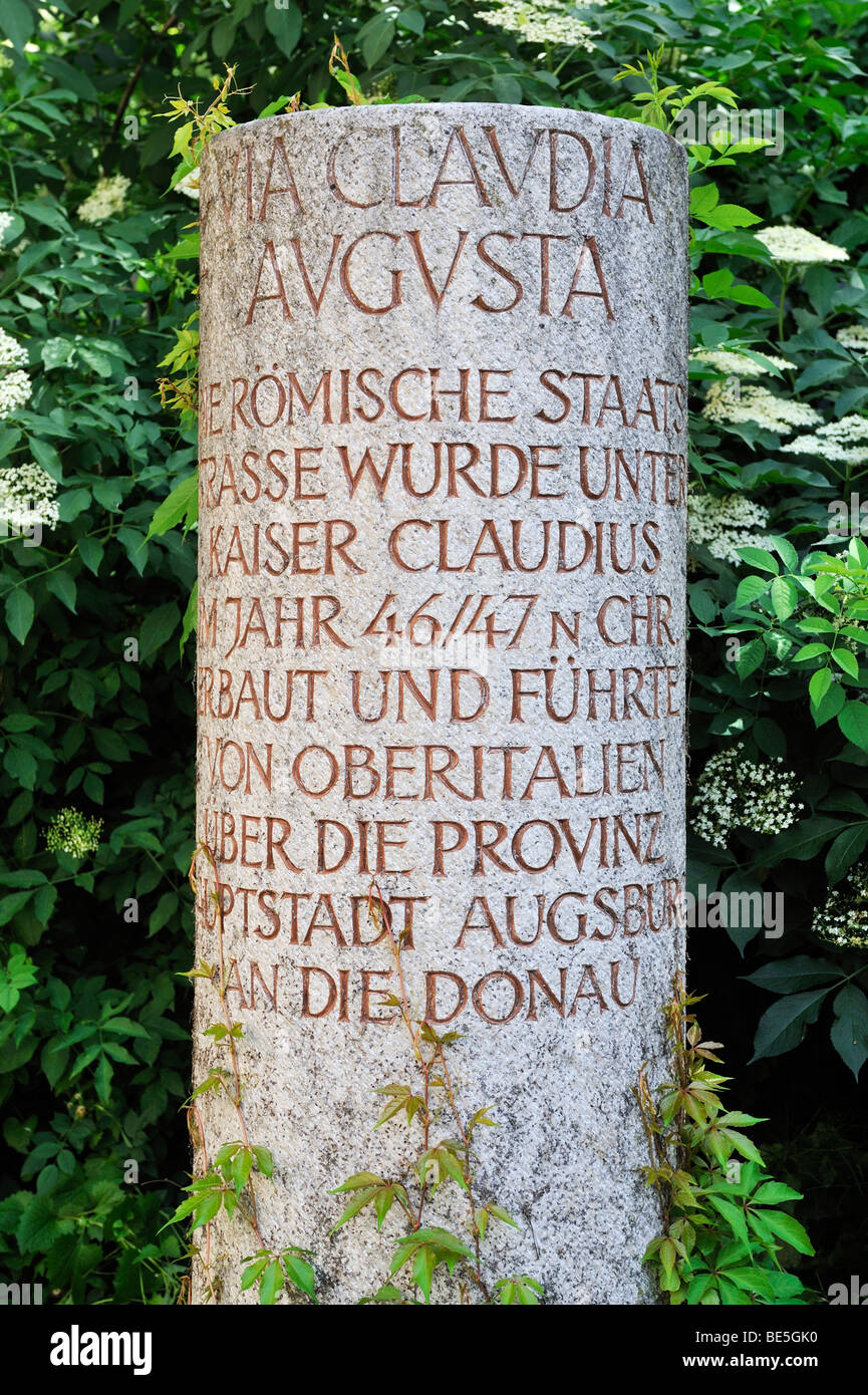 Replik eines römischen Meilenstein oder Marker, Augsburg, Bayern, Deutschland, Europa Stockfoto