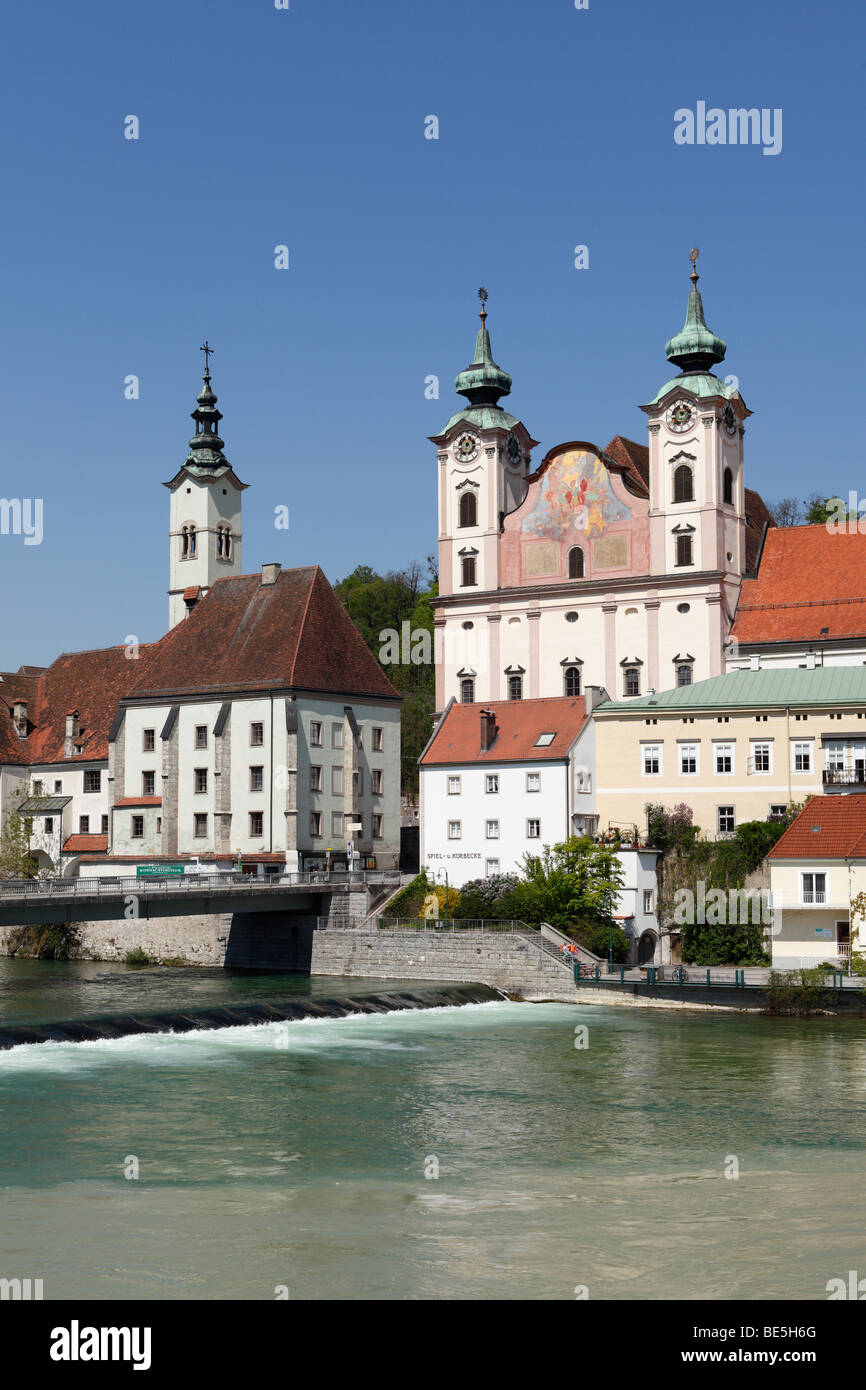 St.-Michael-Kirche, Steyr-Flusses, Steyr, Oberösterreich, Österreich, Europa Stockfoto