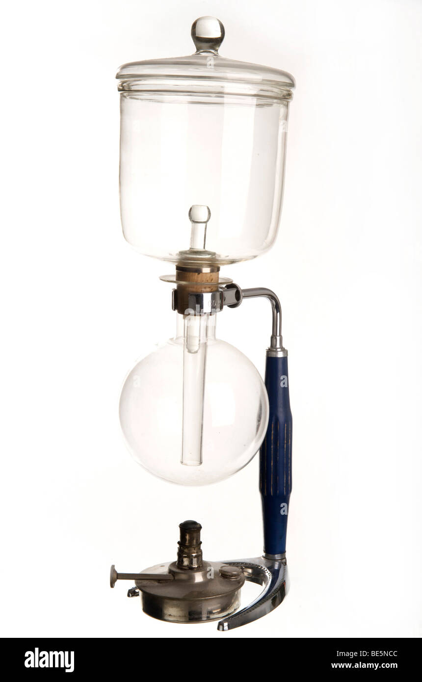 Alte Kaffeemaschine, Cona Wasserkocher, Siphon, Glas, mit Geist Lampe  Stockfotografie - Alamy