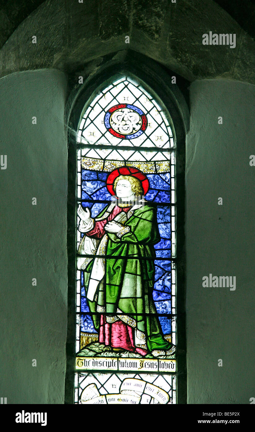 Buntglasfenster Mit Dem Schüler, Den Jesus Liebte, All Saints Church Coleby, Lincolnshire Stockfoto