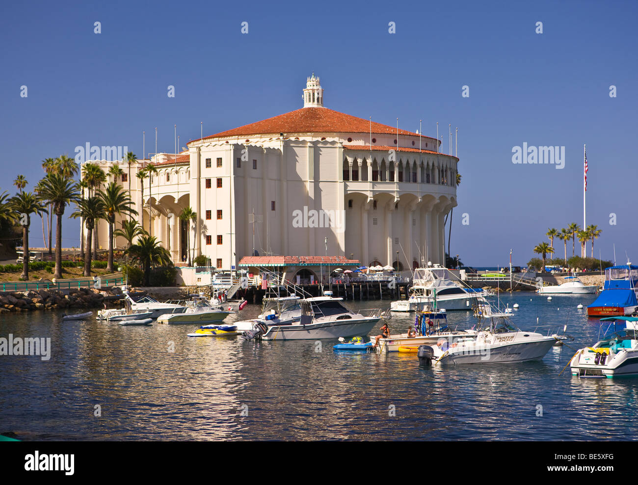 AVALON, Kalifornien, USA - Casino in Avalon Bay Harbour, Santa Catalina Island Stockfoto