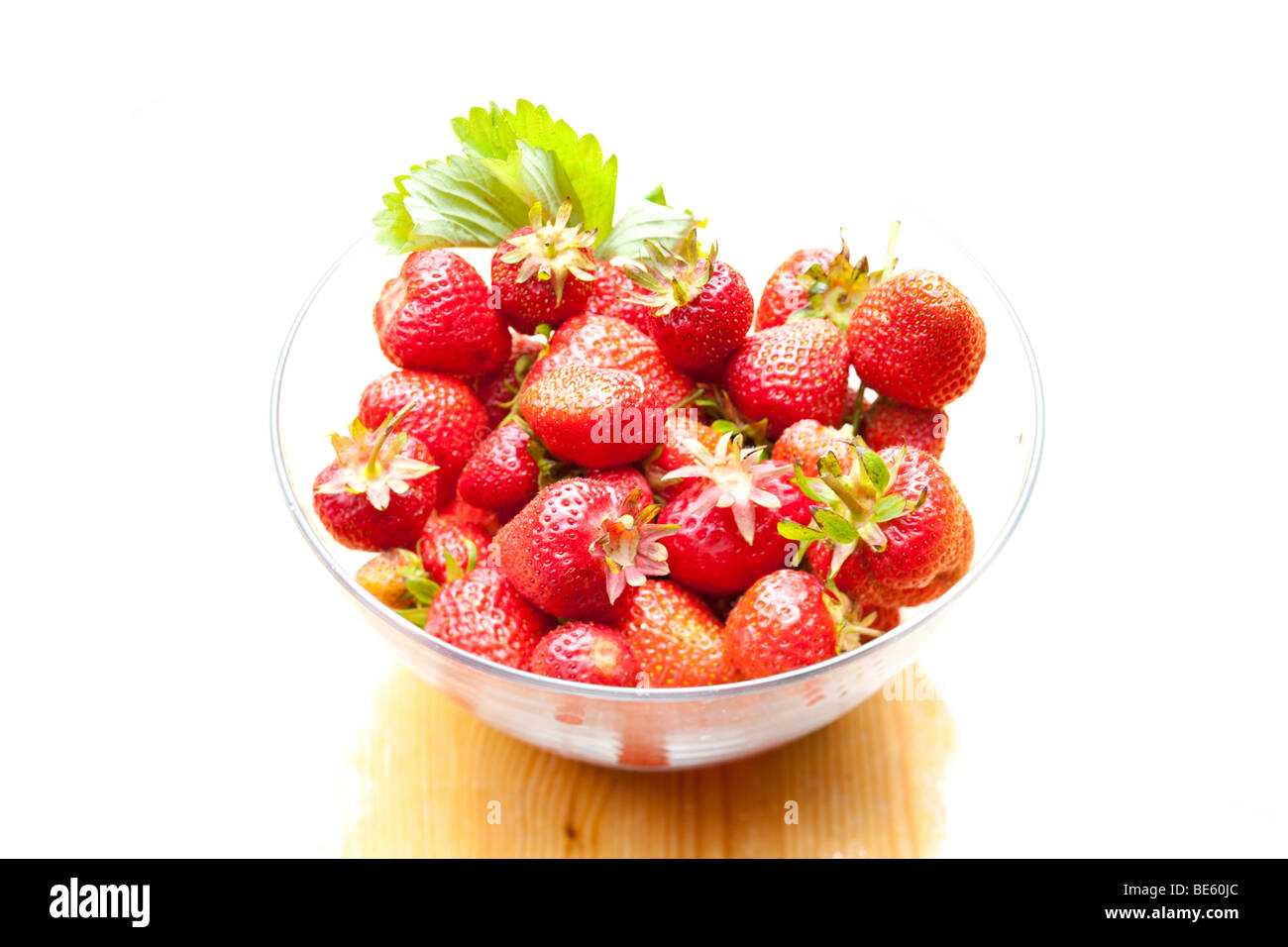 Frisch gepflückten Erdbeeren Stockfoto