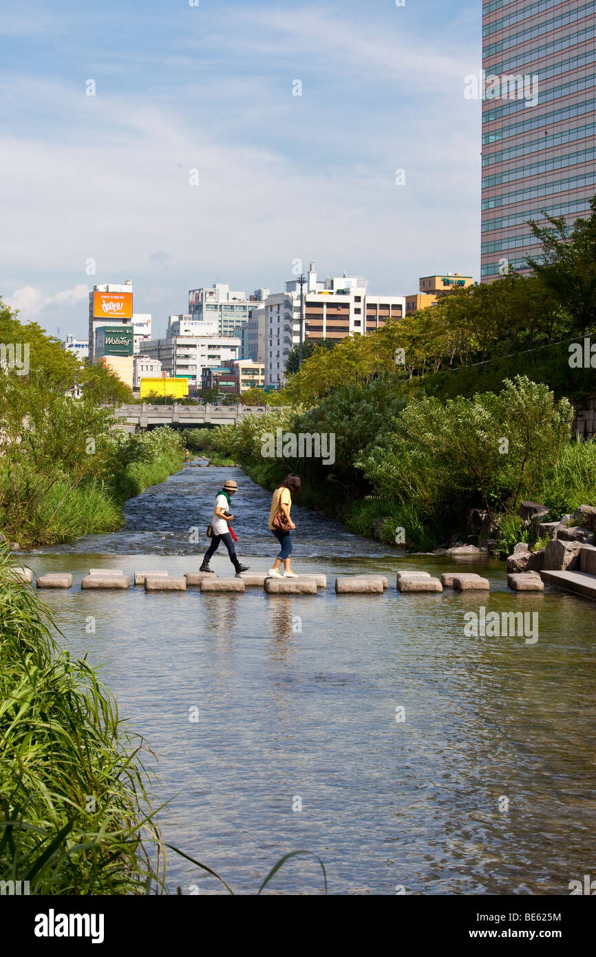 Fluss Cheonggyecheon in Seoul Südkorea Stockfoto