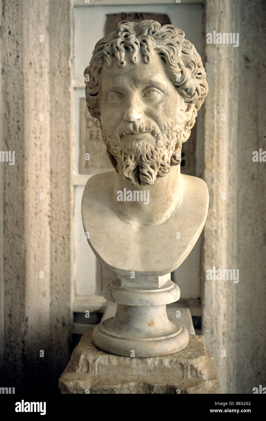 Antiken Marmor Büste des Kaisers Septimius Severus, Galerie, Kapitolinische Museen, Palazzo Nuovo, Kapitol, Rom, Lazio Rom, Ita Stockfoto