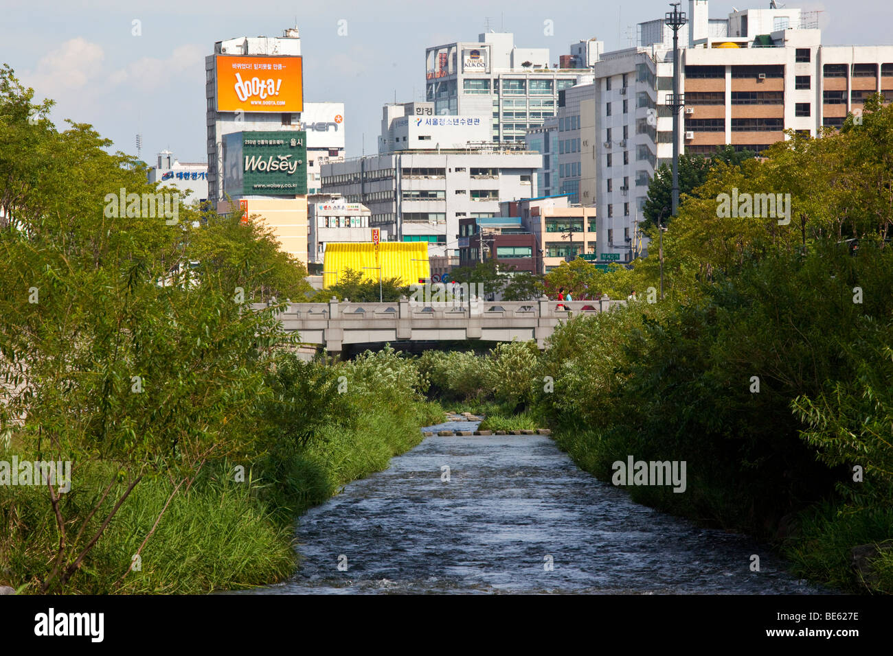 Fluss Cheonggyecheon in Seoul Südkorea Stockfoto
