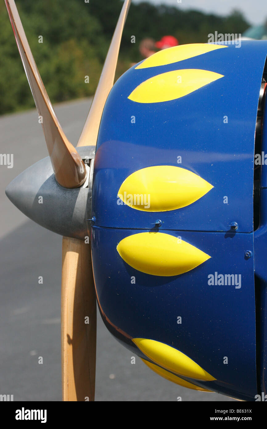 Flugzeug-Propeller hergestellt aus Schichtholz auf Kleinflugzeug, Freeman Flugplatz, Virginia Stockfoto