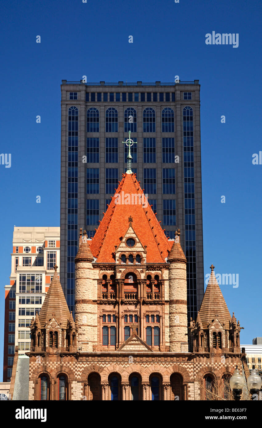National Historic Landmark Dreifaltigkeitskirche am Copley Square, Boston, Massachusetts, USA Stockfoto
