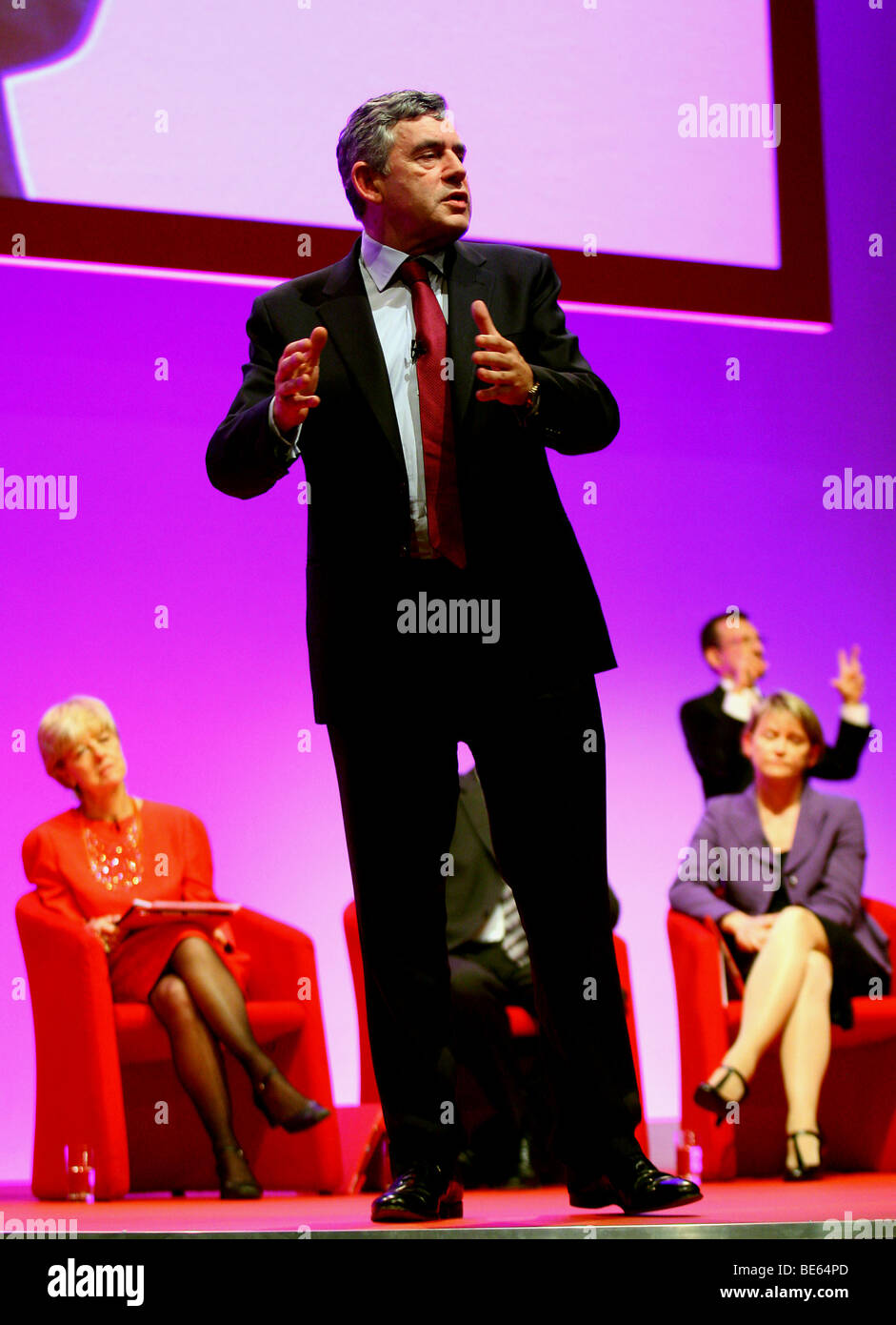 GORDON BROWN Premierminister 20. September 2008 MANCHESTER Stadtzentrum von MANCHESTER ENGLAND Stockfoto