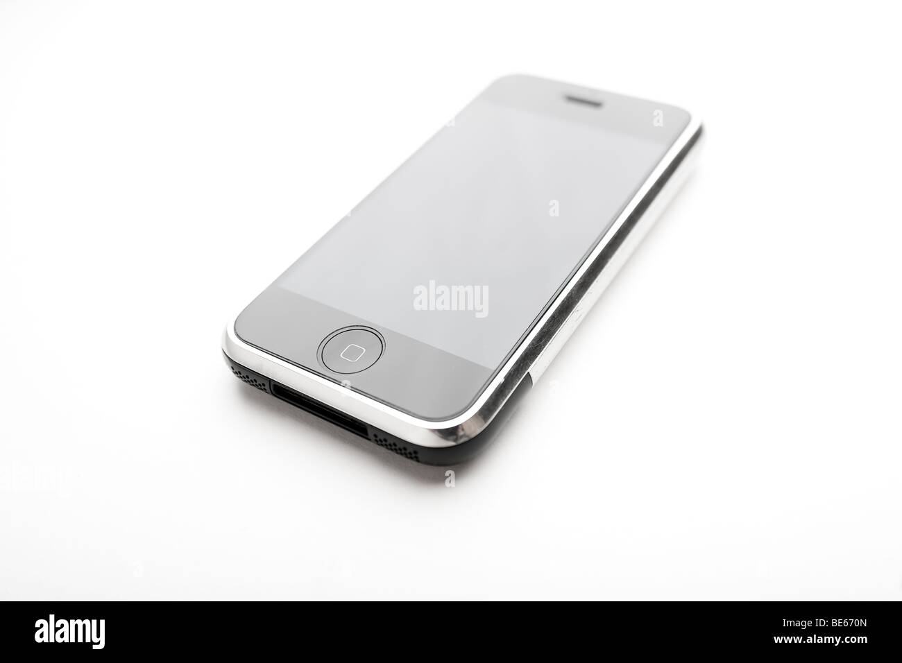 iPhone auf weißen Hintergrund Stockfoto