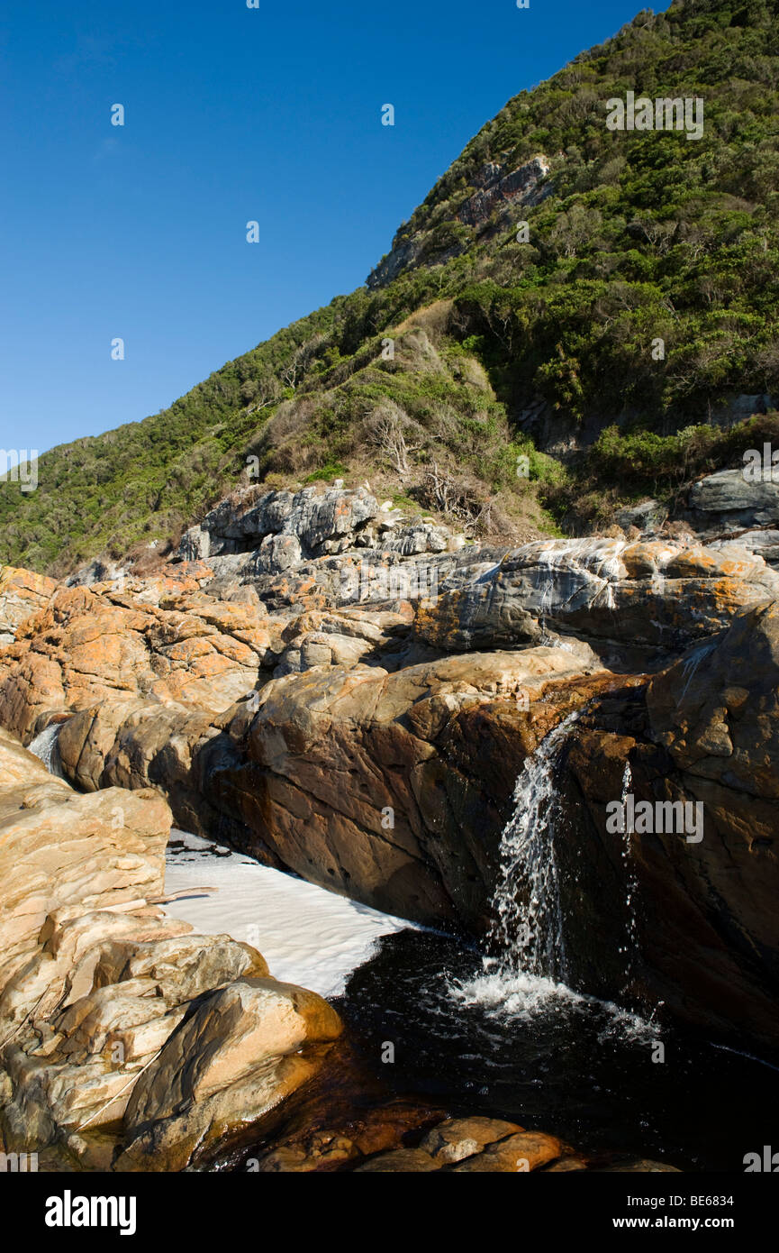 Wasserfall, Otter Trail, Tsitsikama National Park, Garden Route, Südafrika Stockfoto