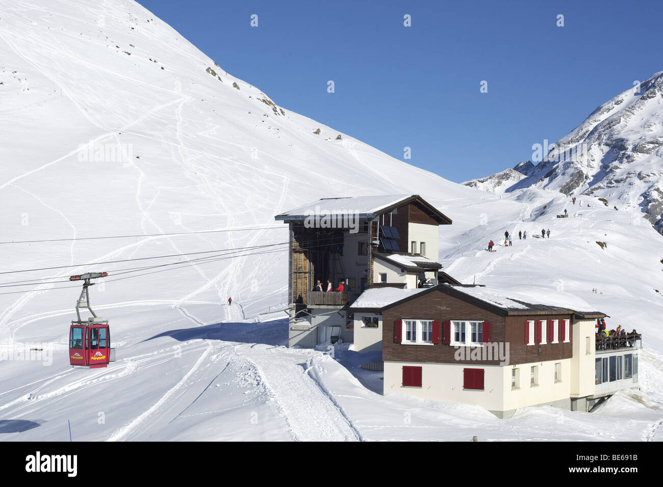 Gondelbahn bis zur Bergstation Fuehrenalp, Obwalden, Engelberg, Schweiz, Europa Stockfoto