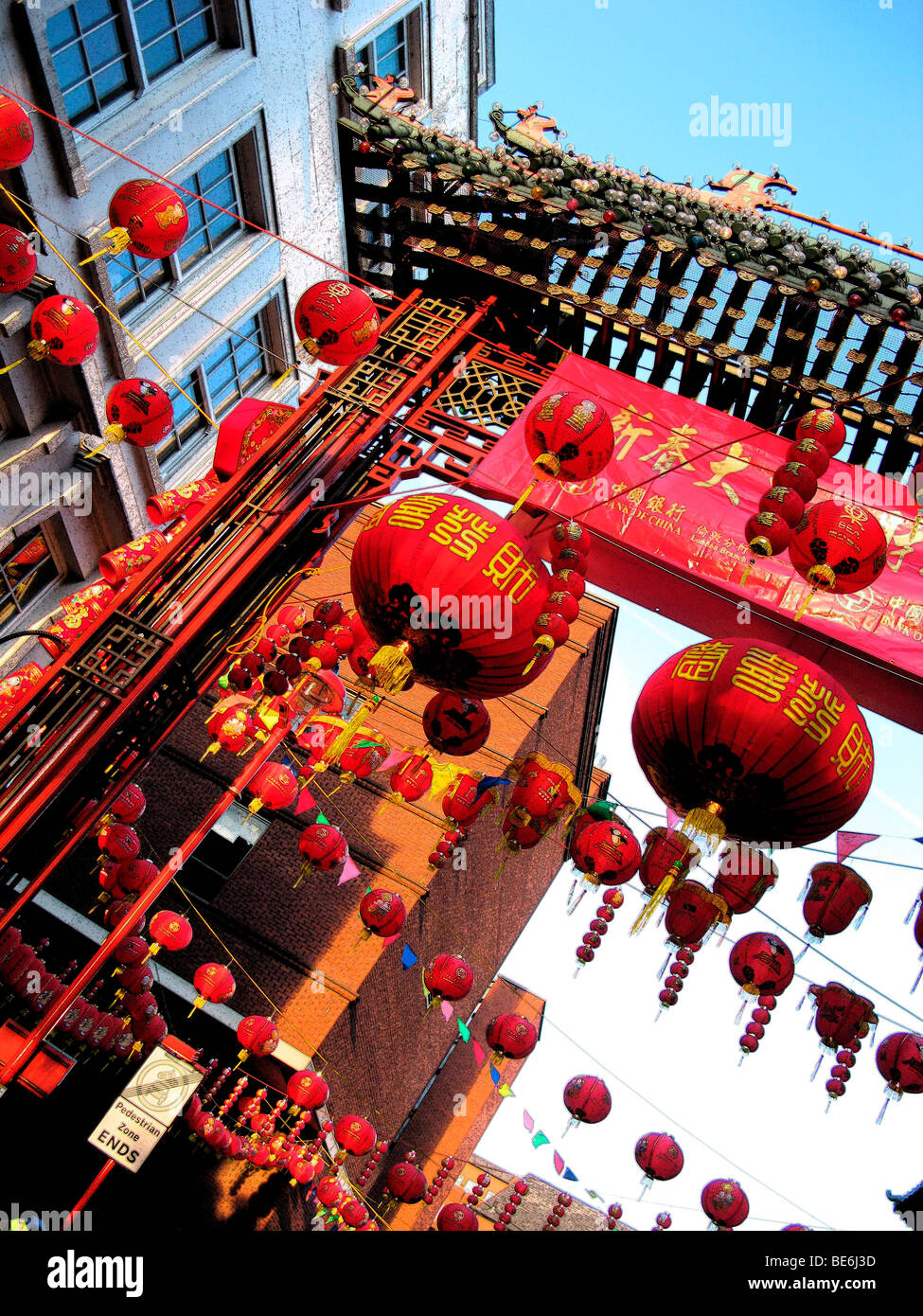 Chinesisches Neujahr, Soho London Meer von roten, jährliche Feier feste cultural.lanterns.uk Stockfoto