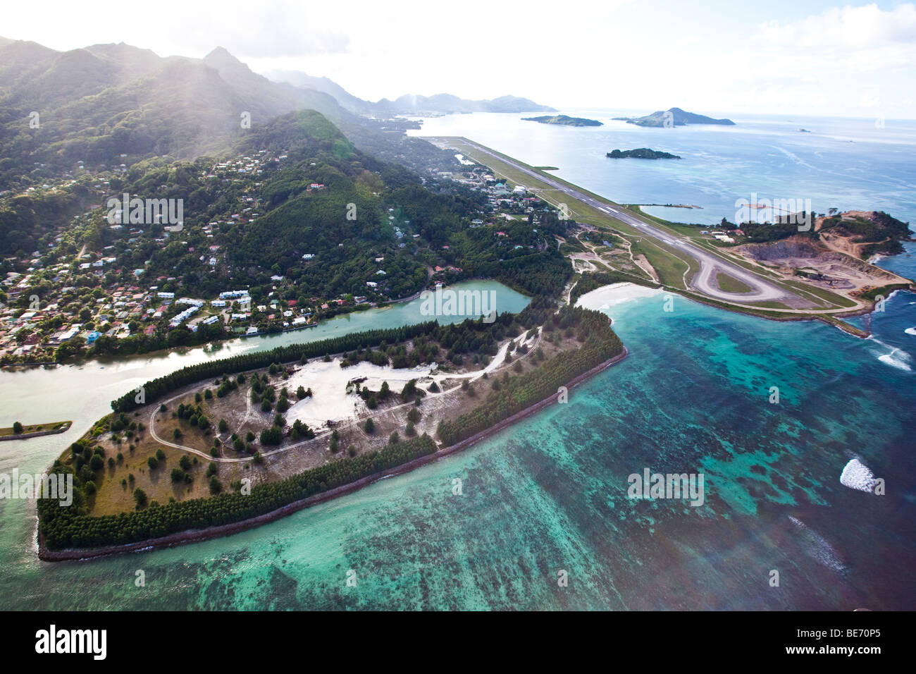 Der internationale Flughafen Mahe, Insel Mahe, Seychellen, Indischer Ozean, Afrika Stockfoto