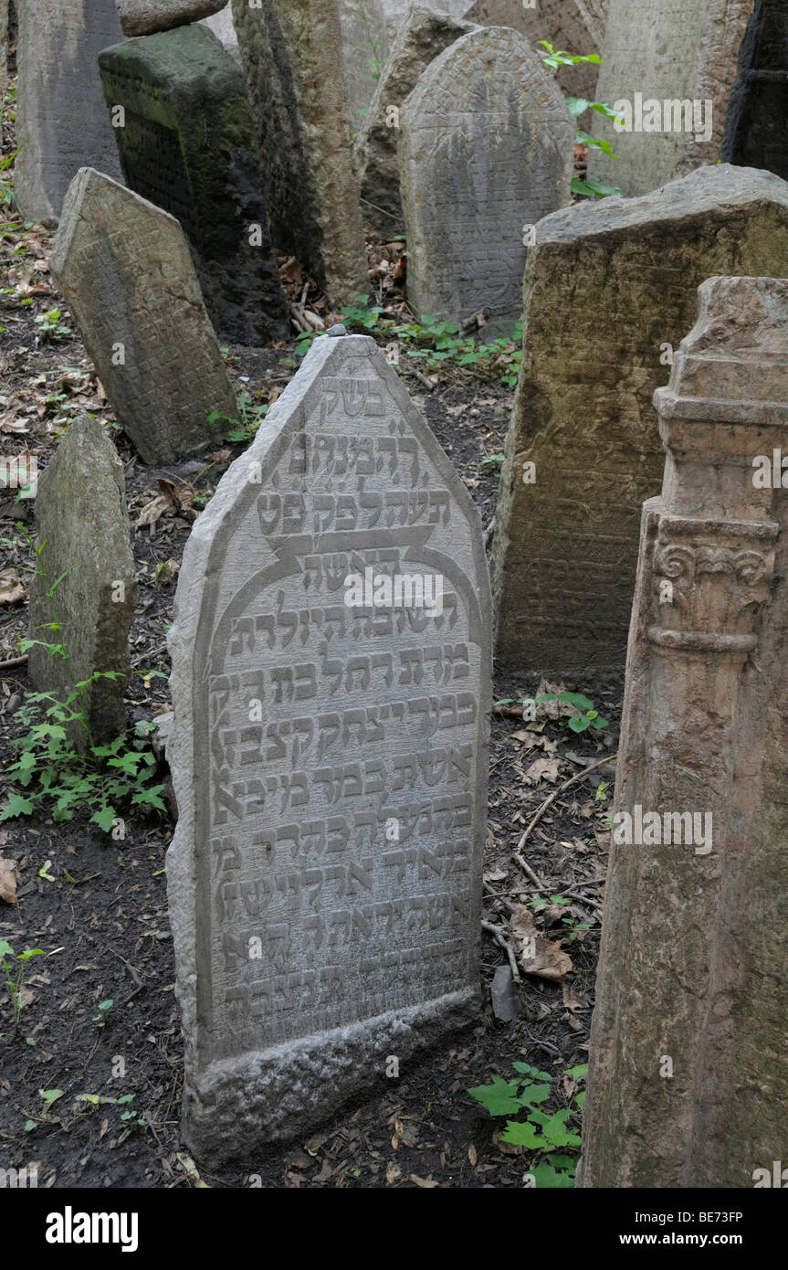 Grabsteine, Alter jüdischer Friedhof, Prag, Tschechische Republik, Europa Stockfoto