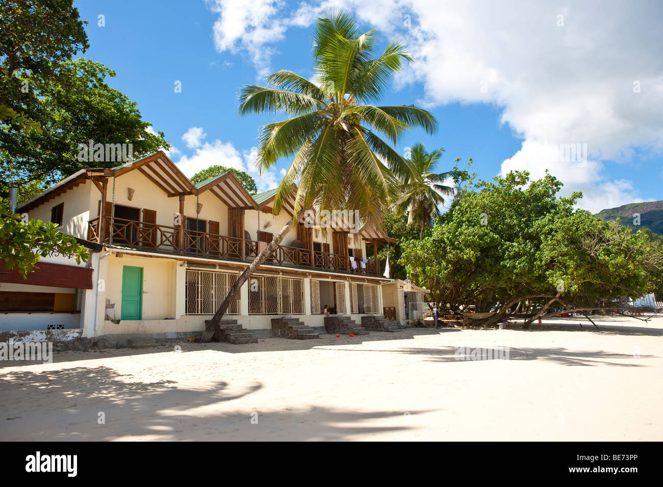 Coral Beach Restaurant am Beau Vallon Bay, Insel Mahe, Seychellen, Indischer Ozean, Afrika Stockfoto