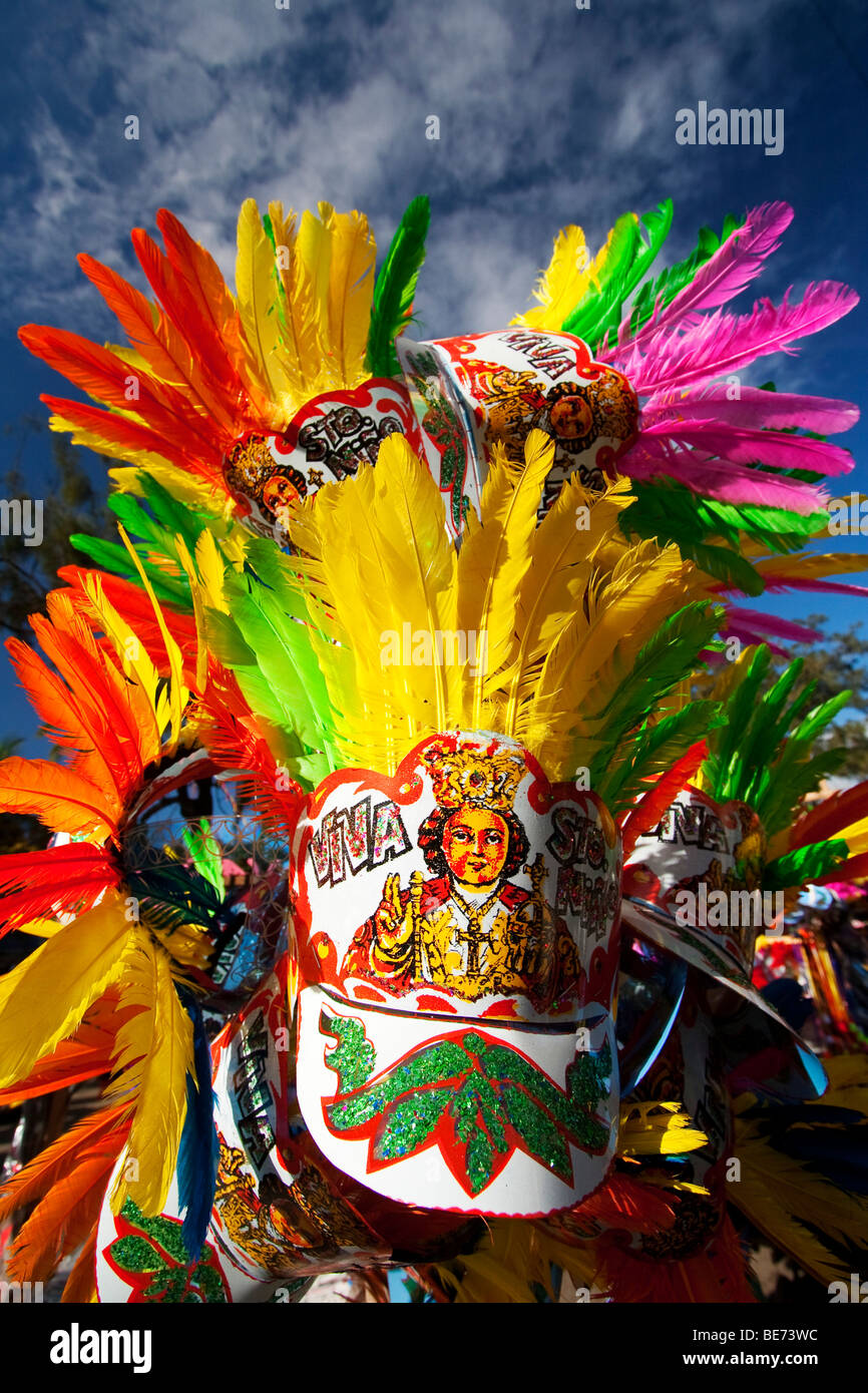 Sinulog Festival Masken auf den Straßen verkauft. Stockfoto
