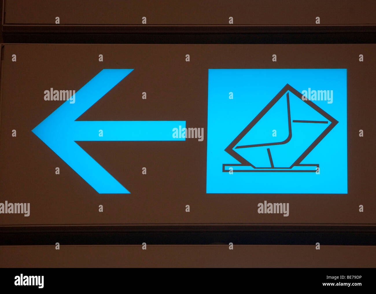 Changi International Airport, Abflughalle, -Schild, Piktogramm, Postfach, Singapur, Südostasien Stockfoto