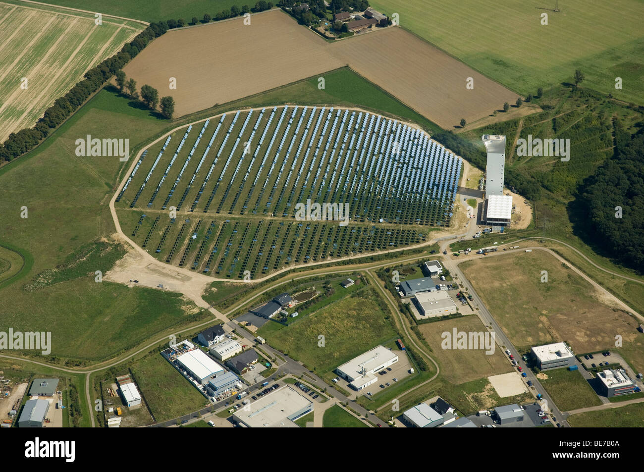 Luftbild des pilot Solarthermie-Kraftwerk Stockfoto