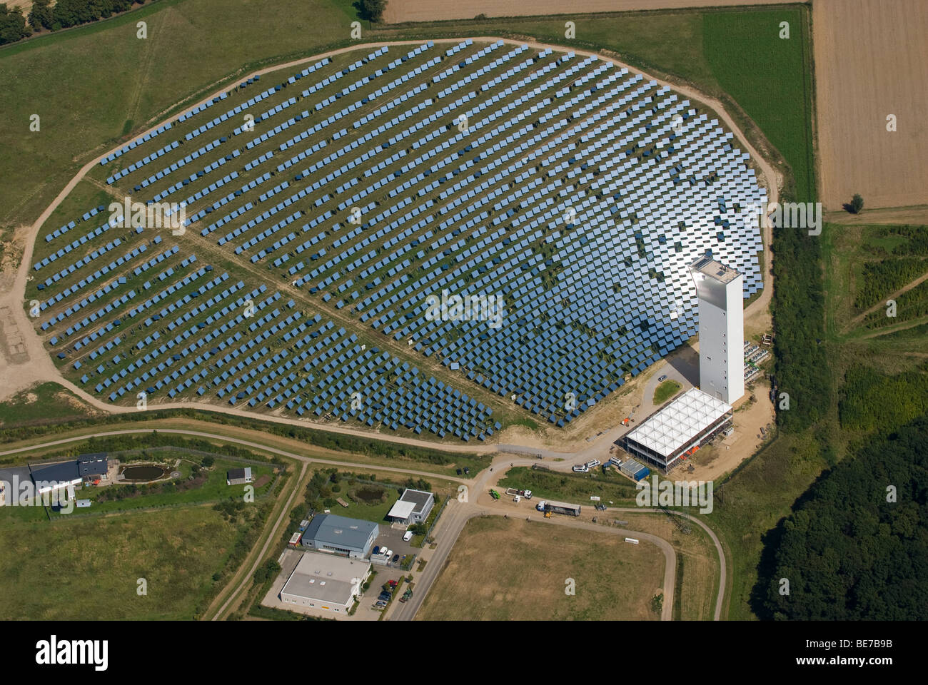Luftbild des pilot Solarthermie-Kraftwerk Stockfoto