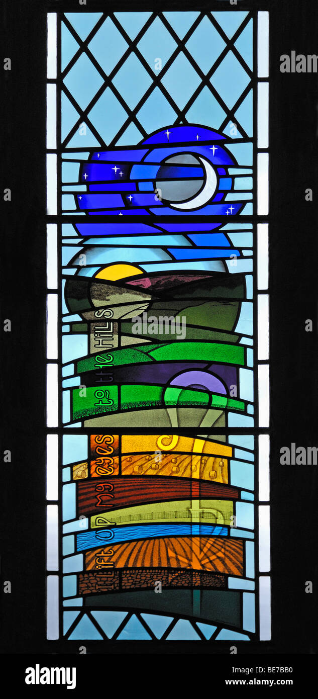 Detail der Westfenster. Kirche San Barnaba. Großen Strickland, Cumbria, England, Vereinigtes Königreich, Europa. Stockfoto
