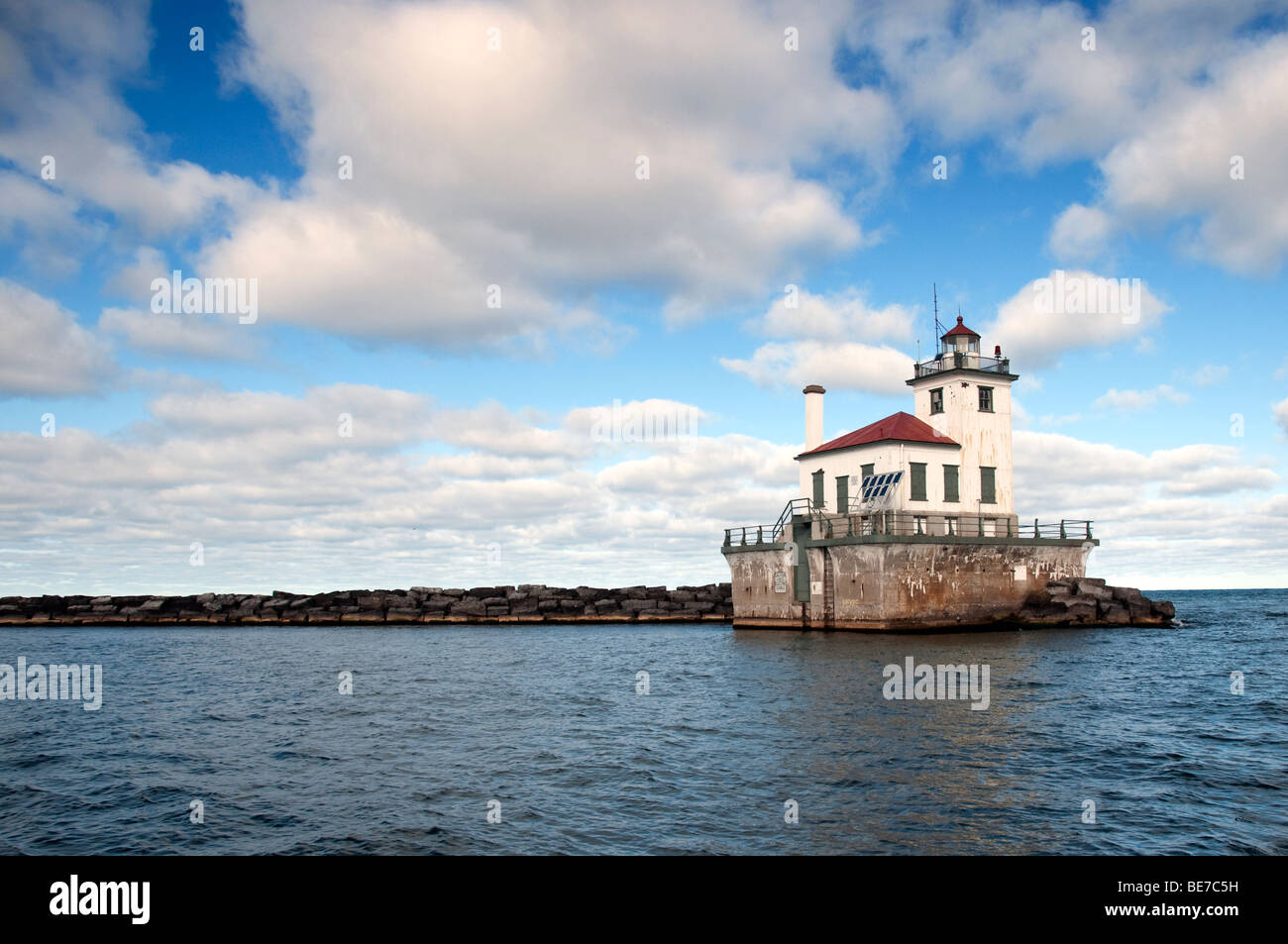 Oswego Hafen West Pierhead Leuchtturm, New York USA. Stockfoto