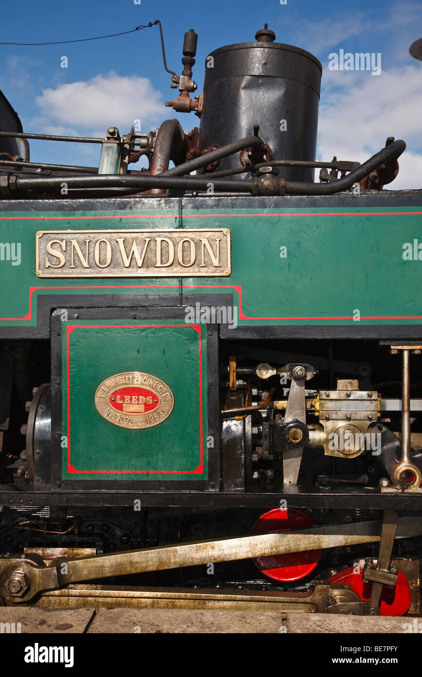 Motor „Snowdon“ an der Clogwyn Station, Snowdon Mountain Railway, Eryri National Park (Snowdonia), Gwynedd, Wales. Stockfoto