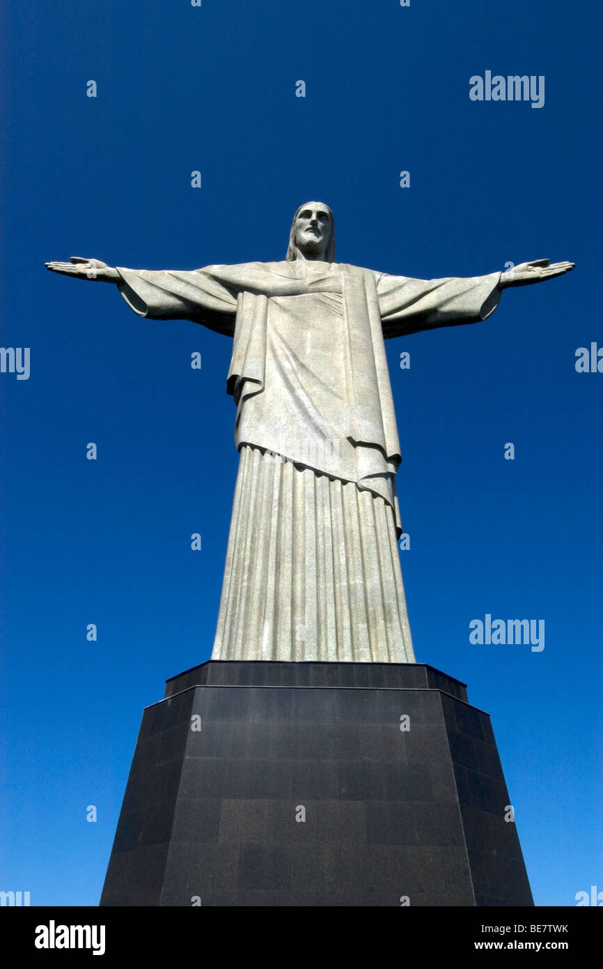 Statue von Christus dem Erlöser, eines der sieben Weltwunder der modernen Welt, Rio De Janeiro, Brasilien Stockfoto