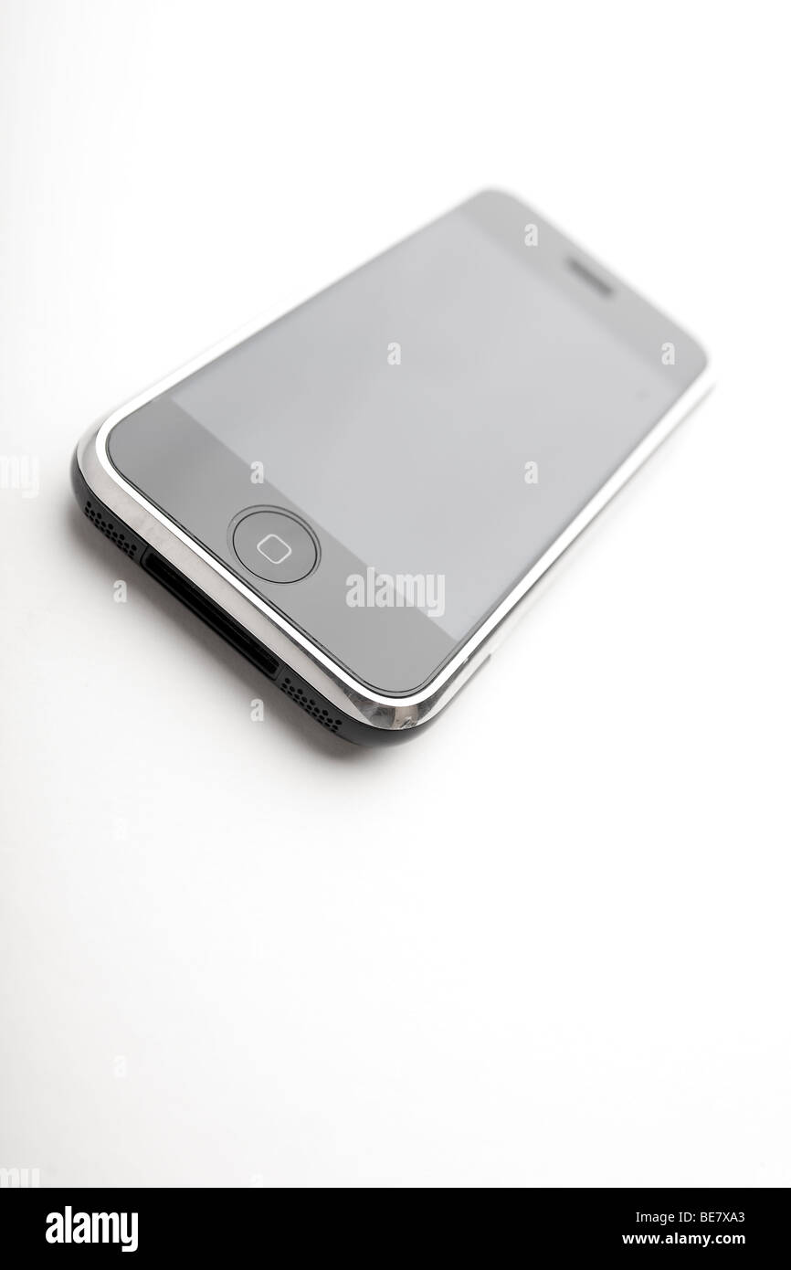 iPhone auf weißen Hintergrund Stockfoto