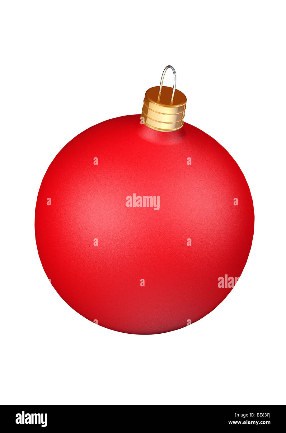roten Ornament oder Christbaumkugel für Weihnachtsbaum auf weißem Hintergrund Stockfoto