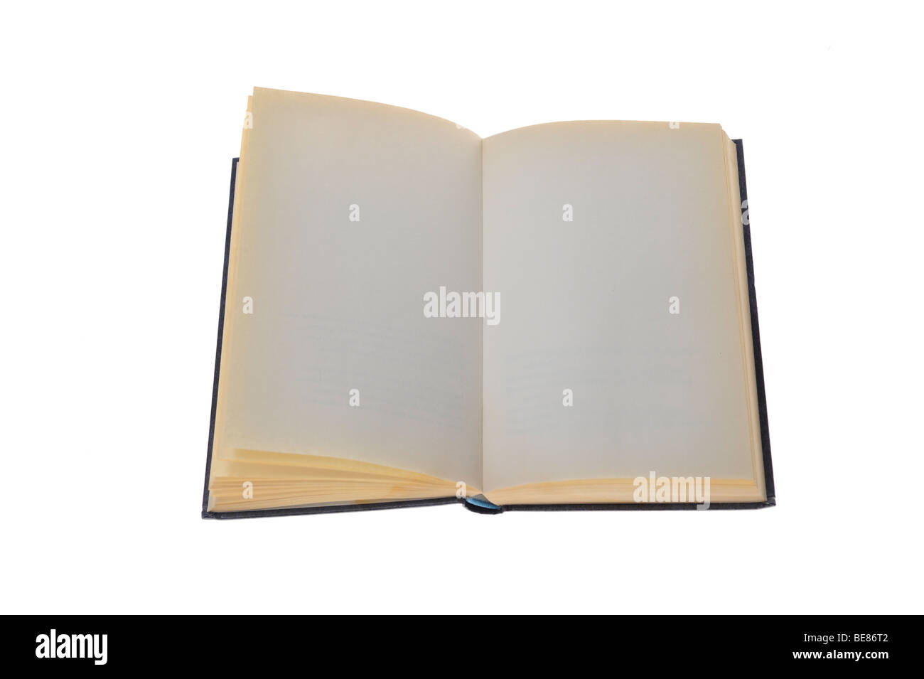 Offene alte Buch mit leeren Seiten, Isolated on White Stockfoto