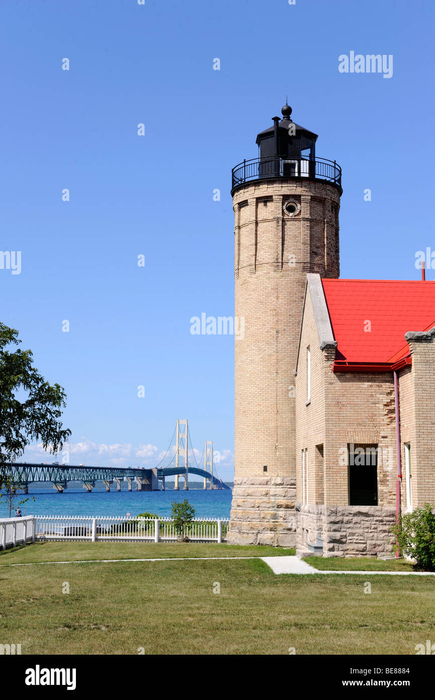 Alten Mackinac Point Lighthouse in Mackinaw City Michigan Stockfoto